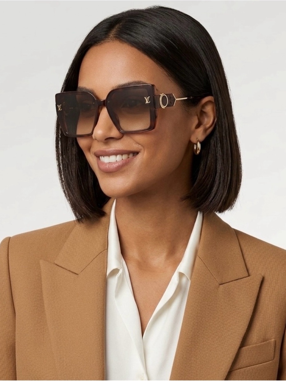 Louis Vuitton Brown Gradient Square Sunglasses with Gold Accents